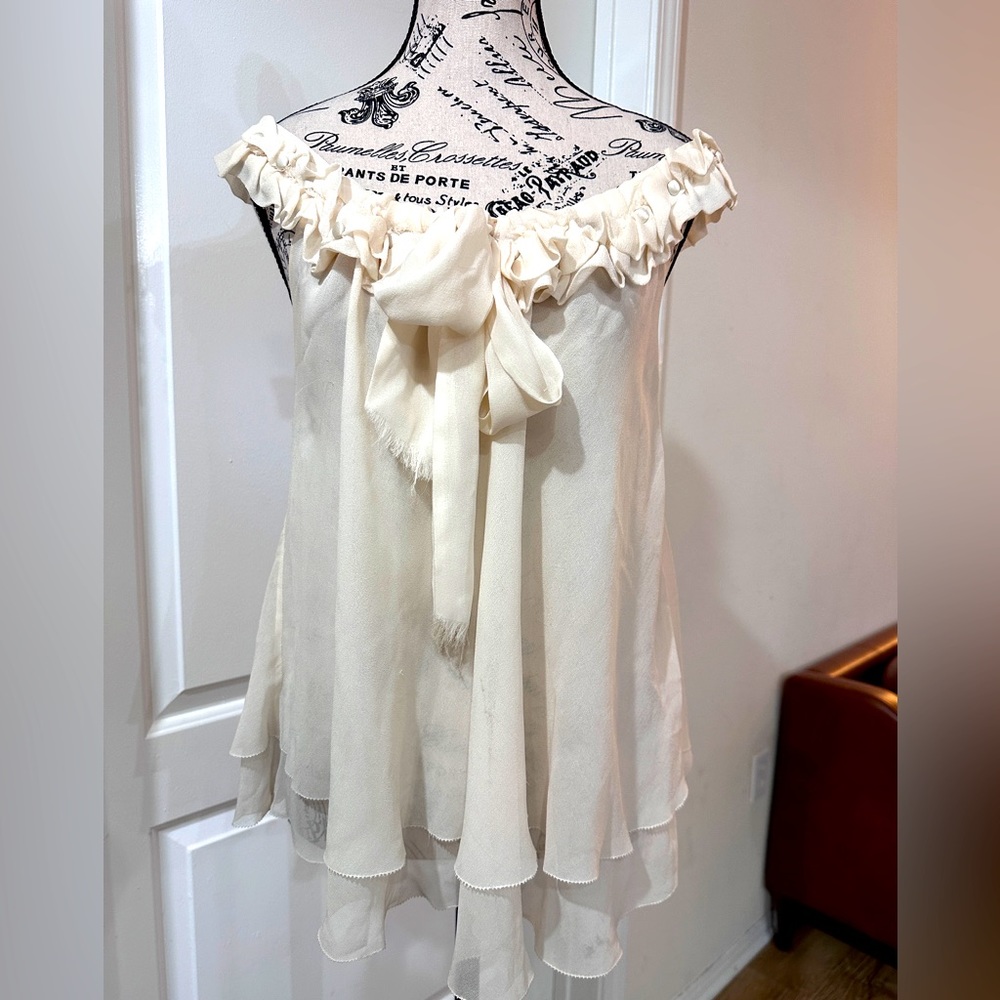 Robert Rodriguez silk offf white sleeveless top